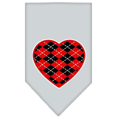 UNCONDITIONAL LOVE Argyle Heart Red Screen Print Bandana Grey Large UN851606